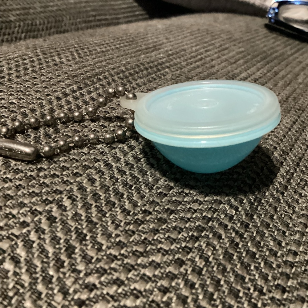 Vintage Tupperware Keychain Light Blue Bowl with Lid